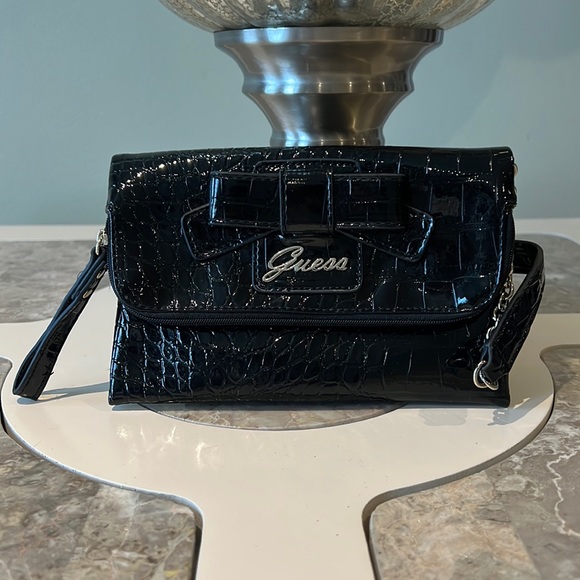 GUESS Black Pleather Clutch - Picture 1 of 3